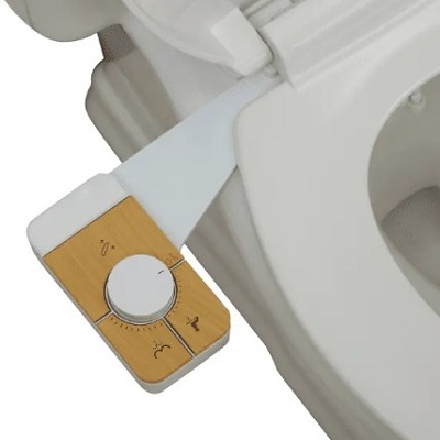ABS Plastic Bidet with Wooden Dual Nozzle Attachment -